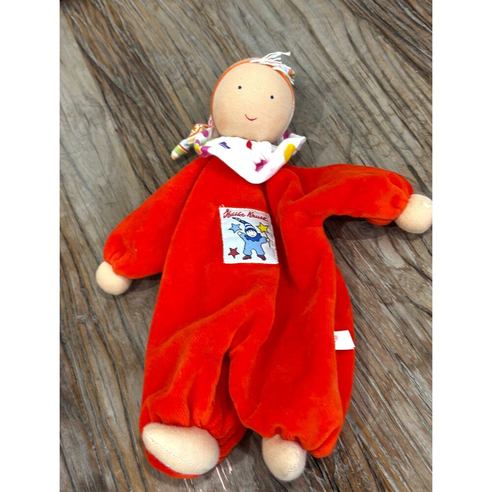 Vintage Käthe Kruse Waldorf Style Soft Doll Plush Security Blanket Red Germany